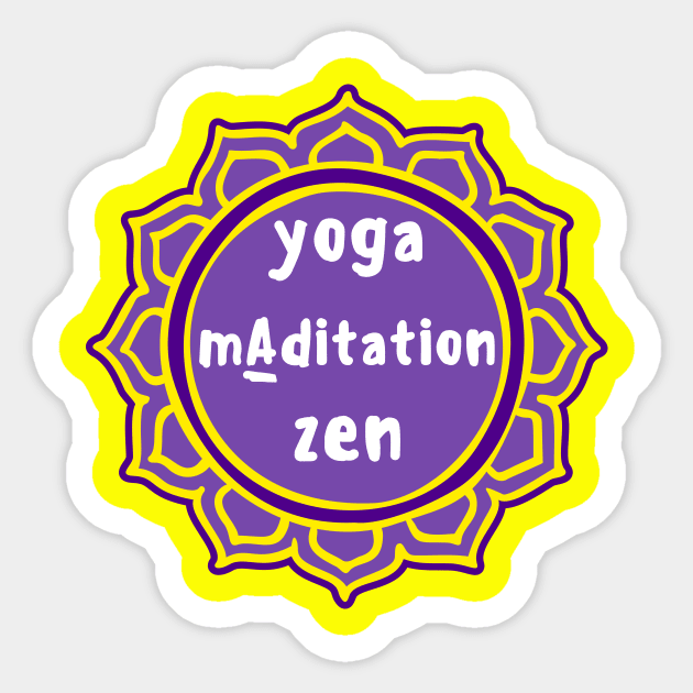 Violet Mandala and Sign 'Yoga Maditation Zen' for yogis Sticker by leyaelena